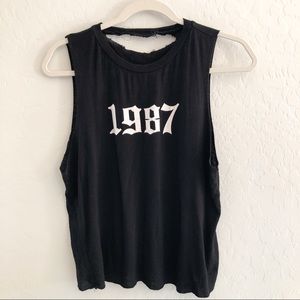 Distressed 1987 Graphic Muscle Tee Black Size M